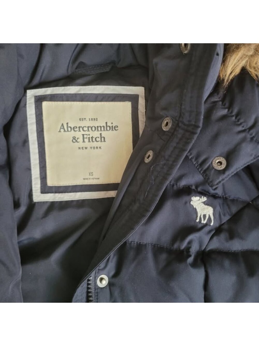 ABERCROMBIE Belton Fur Short Puffer Jacket XS - Picture 4 of 9